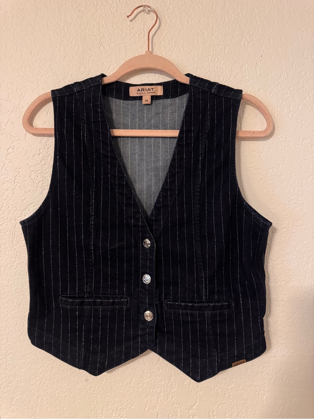 Ariat Navy Pinstripe Denim Vest